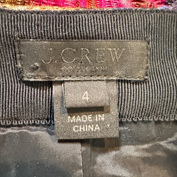 J. Crew Silk Cotton Black Floral Metallic Textured Straight Pencil Skirt 4 - Picture 6 of 9